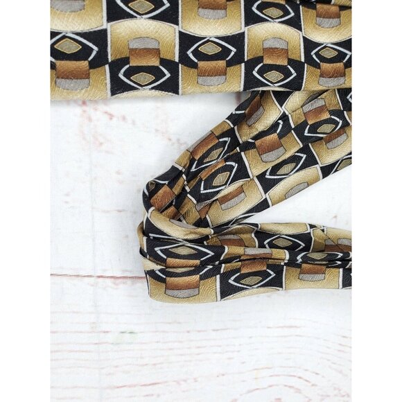 Vintage Courage Hand Sewn Abstract Design Gold Tone Men’s Tie – Rare Collectible - Picture 8 of 12